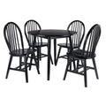 Moreno 5-Pc Drop Leaf Dining Table with Windsor Chairs - Black