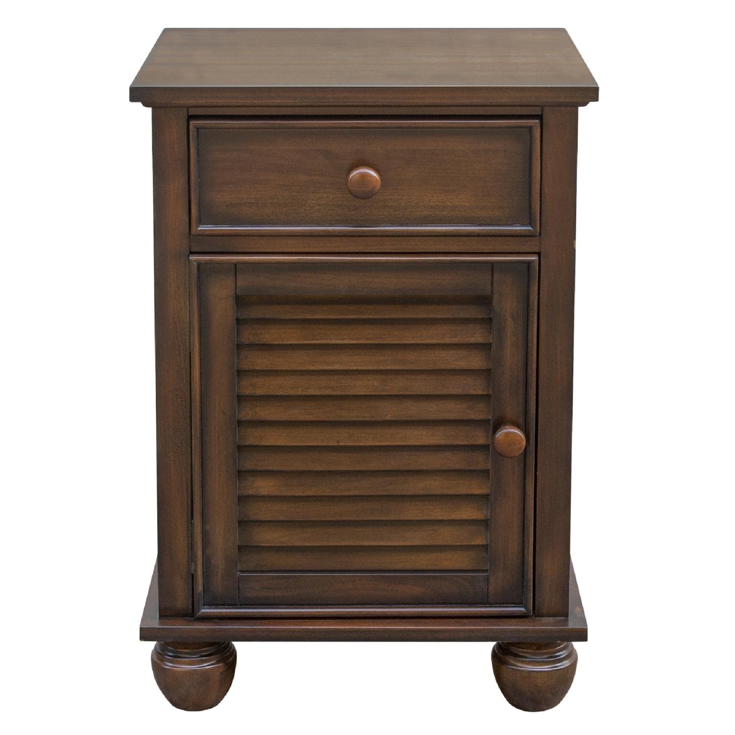 Sunset Trading Bahama Shutter Wood Nightstand Tropical Walnut Brown Fully Assembled Coastal Bedroom Furniture