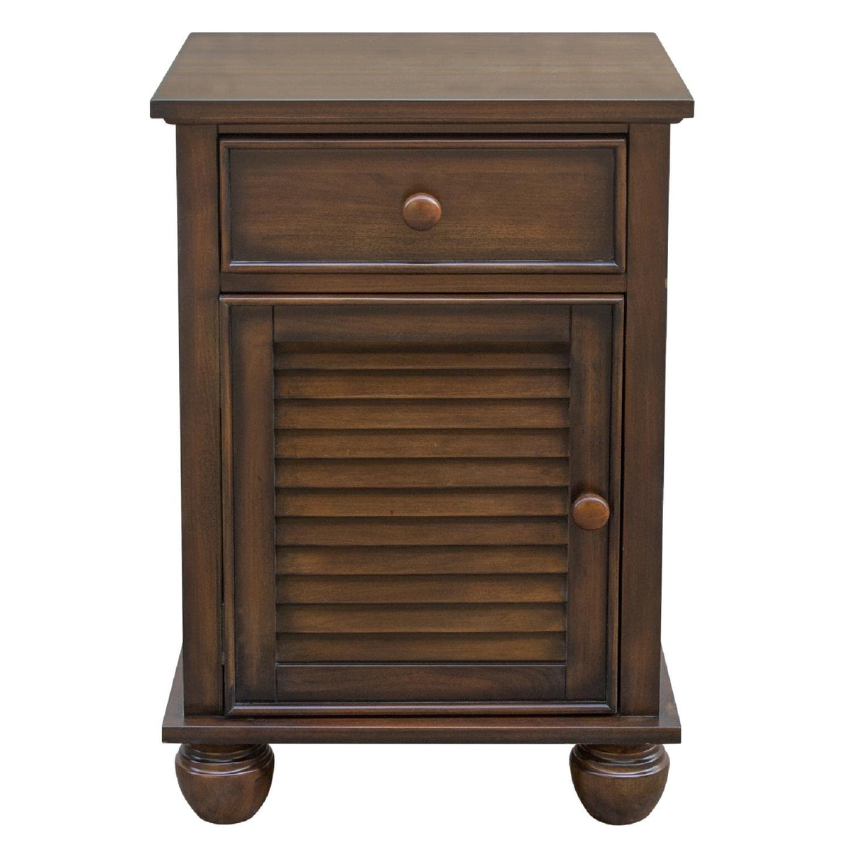 Sunset Trading Bahama Shutter Wood Nightstand Tropical Walnut Brown Fully Assembled Coastal Bedroom Furniture