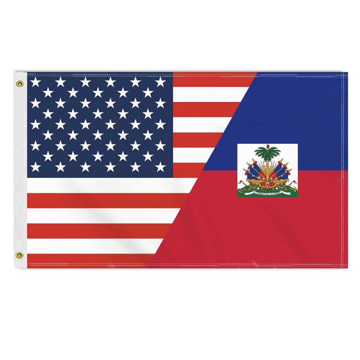 3  5 Ft Usa Haiti Flag, Large 150D America Haitian Outdoor Banner,Double Side Printing American Decor For Patio Garden With Bras