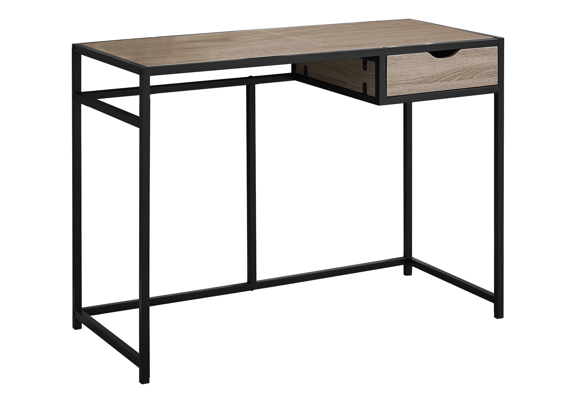 Monarch Specialties Contemporary Laptop Table With Drawer Home & Office Computer Desk-Metal Legs, 42&quot; L, Dark Taupe-Black