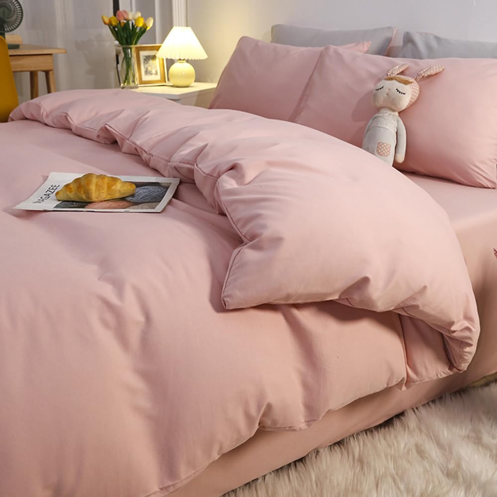 Clothknow Pink Queen Comforter Set 3Pcs Dusty Rose Bedding Comforter Sets Blush Queen Comforter Women Girls Comforter Muave Quee