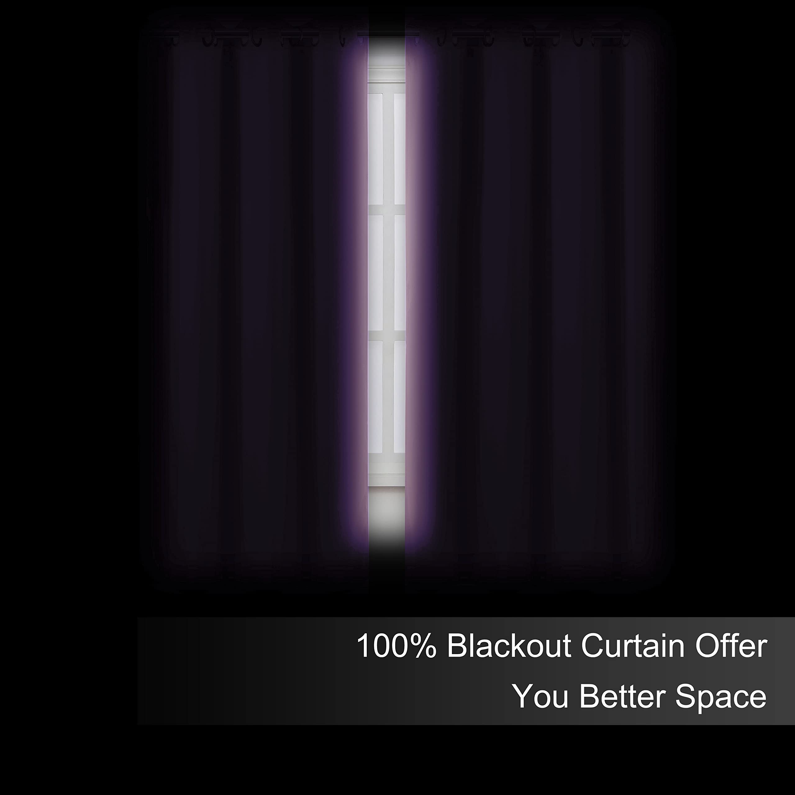 Lemomo 100% Blackout Curtains 52 X 63 Inch/Lavender Curtains 2 Panels With Black Lining Room Darkening Thermal Insulated Bedroom