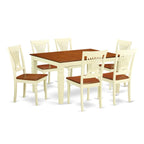 East West Furniture WEPL7-BMK-W 7 Piece Dining Table Set Consist of a Rectangle Dinner Table with Butterfly Leaf and 6 Dining Room Chairs, 42x60 Inch, Buttermilk & Cherry