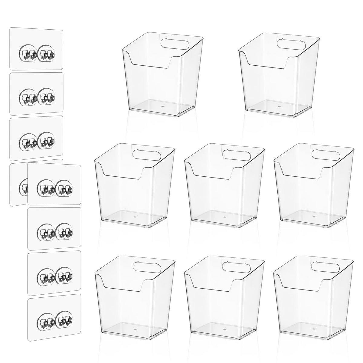 8Pack Adhesive Cabinet Door Organizer Bathroom, Hanging Storage Bins, Stick on Wall Storage Container, Floating Bins Wall Mount
