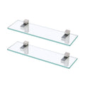KES Glass Shelf for Bathroom, 15.8-Inch Bathroom Wall Shelf with Rectangle Tempered Glass and Brushed Nickel Bracket, 2 Pack, BG