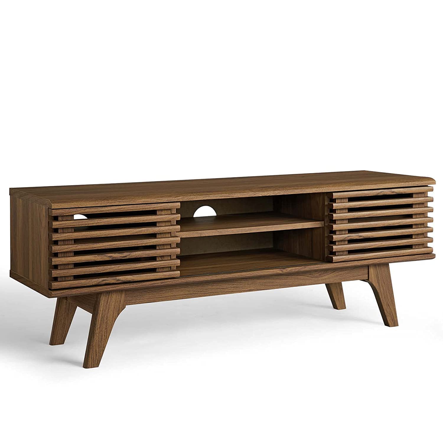Modway Render 46&quot; Mid-Century Modern Low Profile Media Console Tv Stand, 46 Inch, Walnut