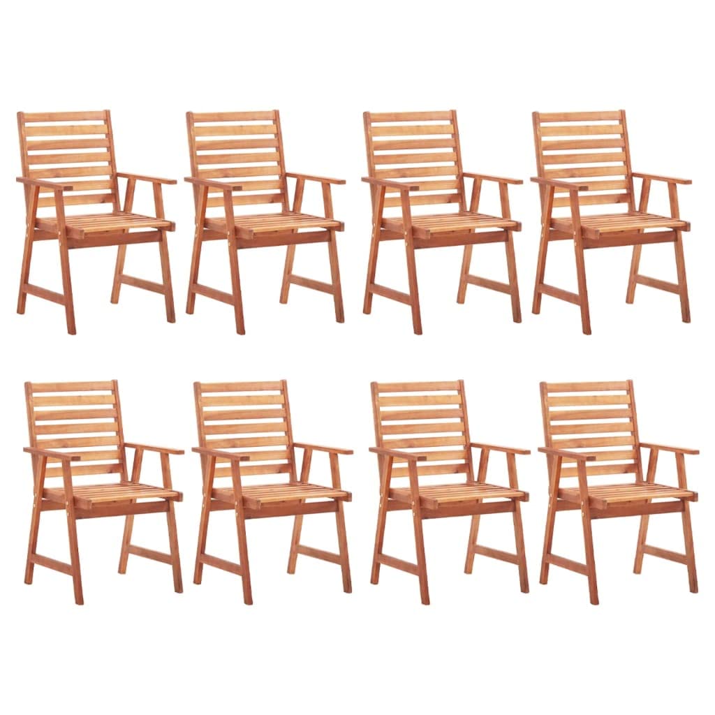 vidaXL 8 Piece Patio Dining Set - Waterproof Cushioned Solid Acacia Wood Dining Chairs for Outdoors - Easy Assembly, Comfortable & Durable for Patio, Garden, or Terrace