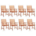 vidaXL 8 Piece Patio Dining Set - Waterproof Cushioned Solid Acacia Wood Dining Chairs for Outdoors - Easy Assembly, Comfortable & Durable for Patio, Garden, or Terrace