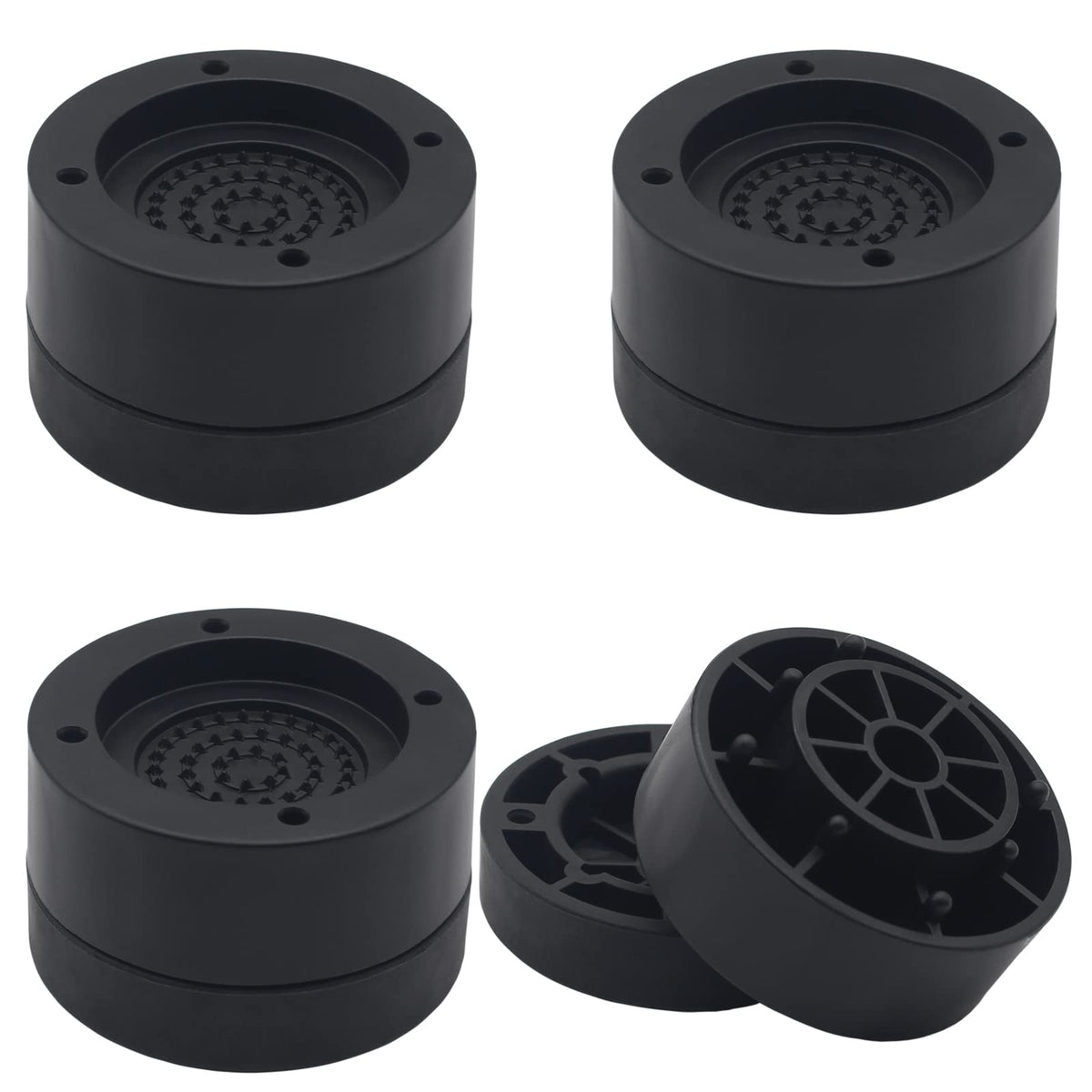 HANIHUA 4 Sets Furniture Risers 1 Inch Black Bed Risers, Heavy Duty Bed Lifts Risers for Table, Sofa, Couch, Desk, Adjustable Be