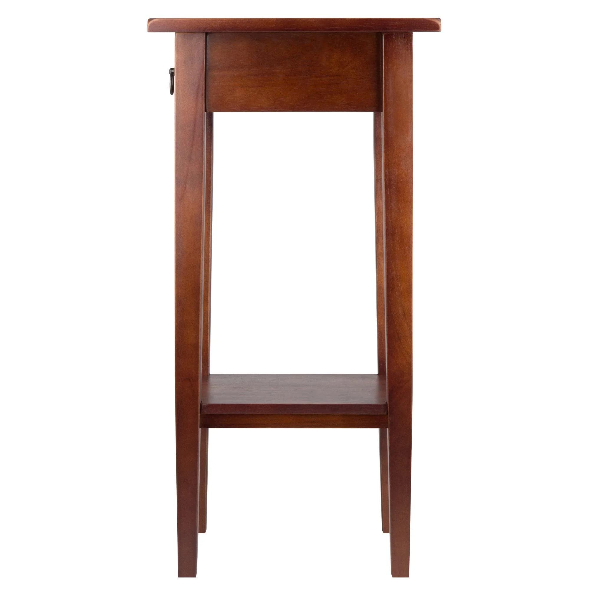 Winsome Regalia Solid Composite Wood Accent Table With Drawer, Shelf - Antique Walnut