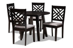 Baxton Studio Lilly Modern and Contemporary Grey Fabric Upholstered and Dark Brown Finished Wood 5-Piece Dining Set