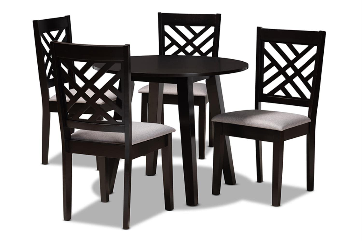 Baxton Studio Lilly Modern and Contemporary Grey Fabric Upholstered and Dark Brown Finished Wood 5-Piece Dining Set