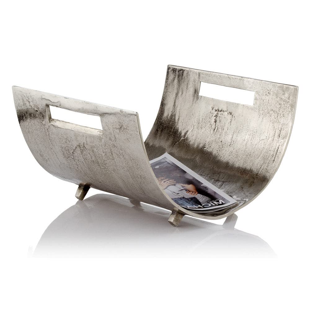 HomeRoots Decor 16.5-inch x 17-inch x 10-inch Raw Silver - Magazine Basket