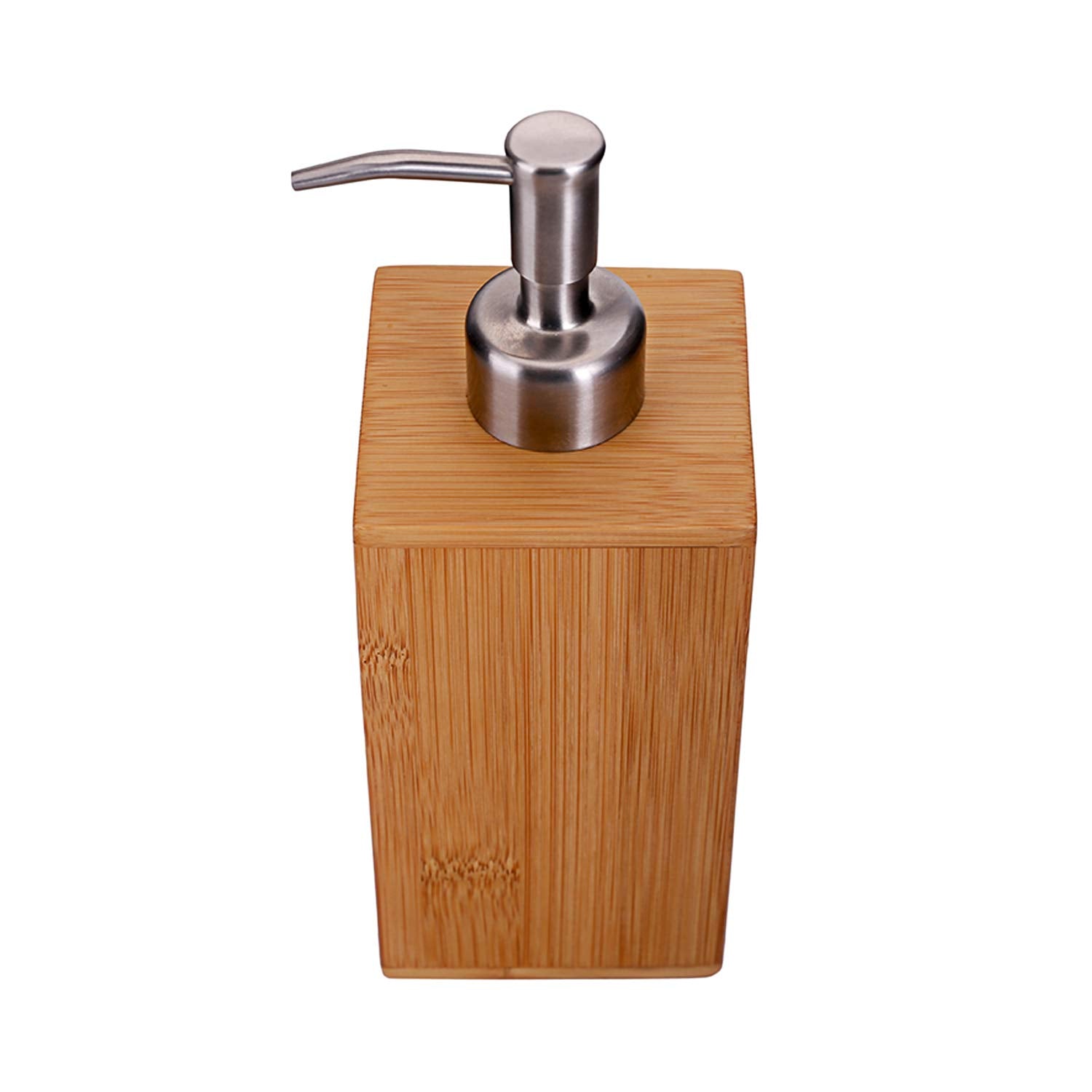 Sansnow Natural Bamboo Soap And Lotion Pump Dispenser Wooden Bathroom Accessory For Home Hotel 8 Oz, Rectangle