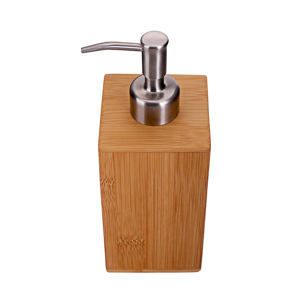 Sansnow Natural Bamboo Soap And Lotion Pump Dispenser Wooden Bathroom Accessory For Home Hotel 8 Oz, Rectangle