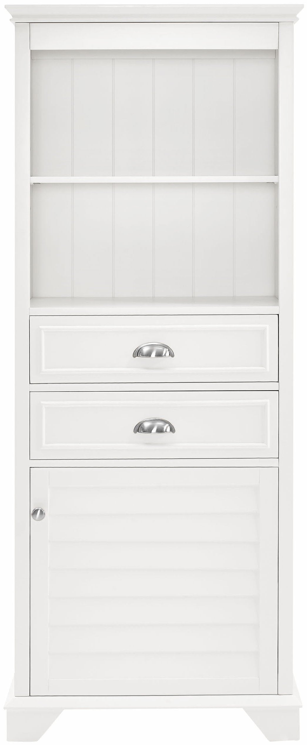 Crosley Furniture Lydia Tall Storage Cabinet and Bathroom Organizer with Shelves and Drawers, White