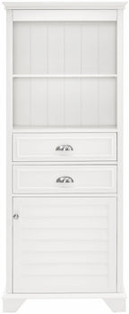 Crosley Furniture Lydia Tall Storage Cabinet and Bathroom Organizer with Shelves and Drawers, White