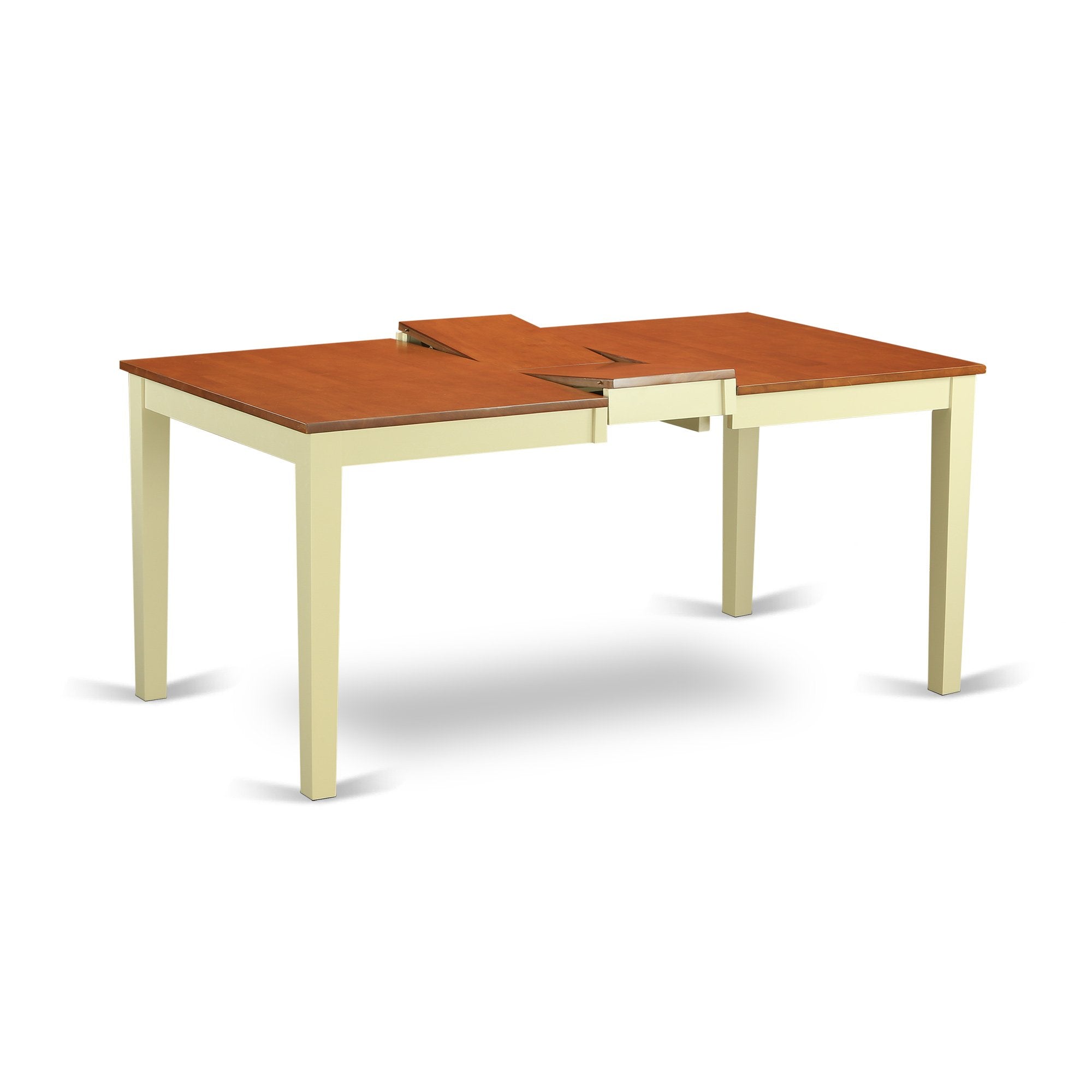 East West Furniture NIKE5-WHI-W 5 Piece Dinette Set for 4 Includes a Rectangle Room Table with Butterfly Leaf and 4 Dining Chairs, 36x66 Inch, Buttermilk & Cherry