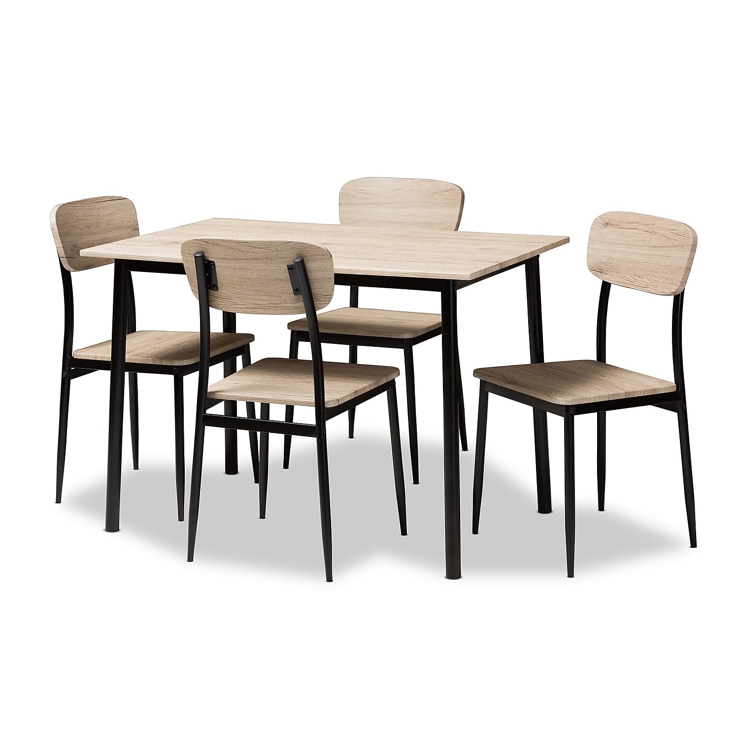 Baxton Studio Honore 43.31-inch W Dining Set, Light Brown, 5-Piece (146-8659-HiT)