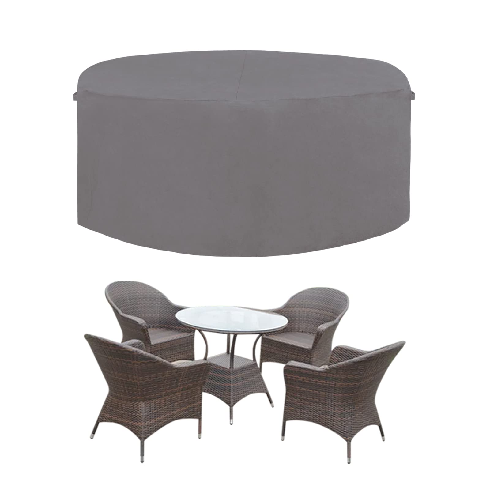 Easy-Going 600D Heavy Duty Round Patio Furniture Cover, Outdoor Table And Chair Set Cover, Waterproof Outdoor Sectional Furniture Set Cover (72'Diax 28'H, Grey)