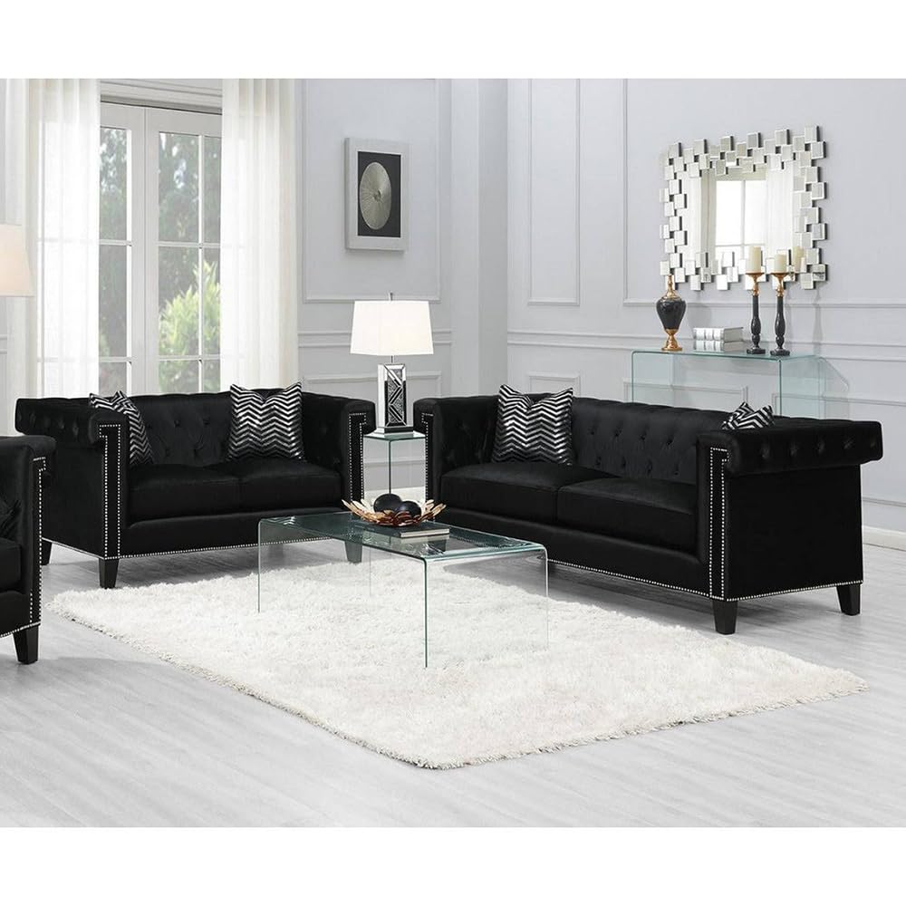 Coaster Home Furnishings 2 Piece Living Room Set in Black Finish