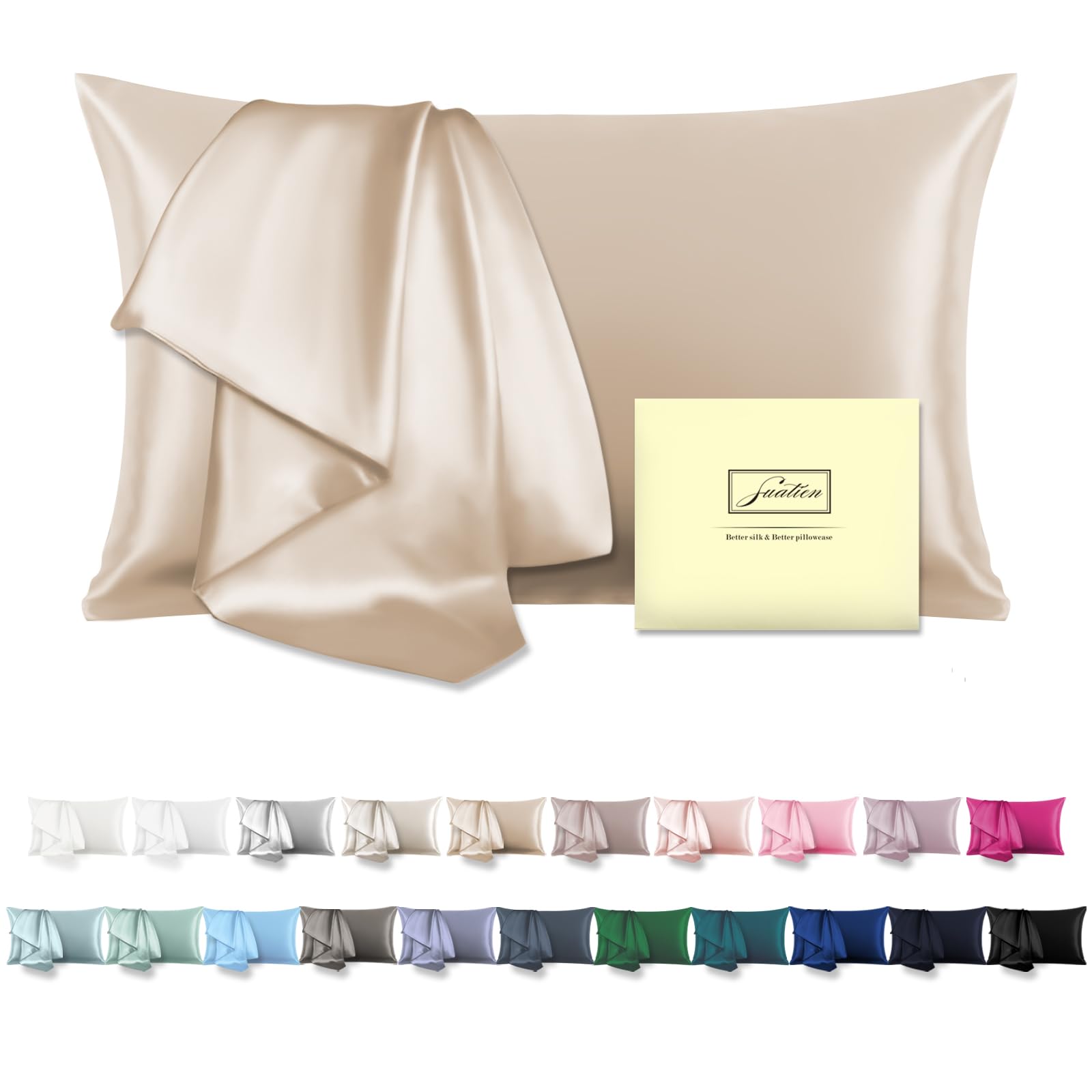 Natural Mulberry Silk Pillowcase For Hair And Skin Standard Size 20'X 26' With Hidden Zipper Soft Breathable Smooth Cooling Co