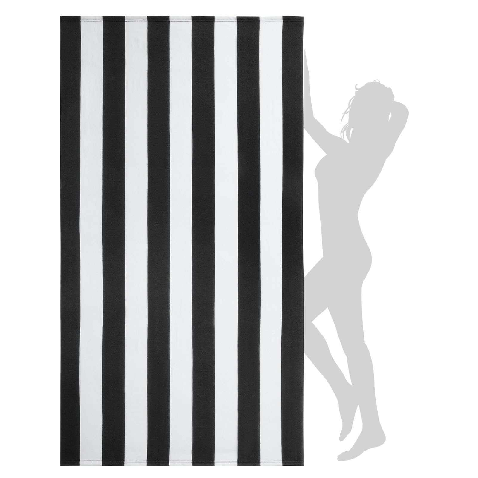 WILFA Extra Large Beach Towel - Oversized Mircofiber Beach Towel 40'' x 70'', XL Striped Lightweight Pool Towel, Big Cabana Swim