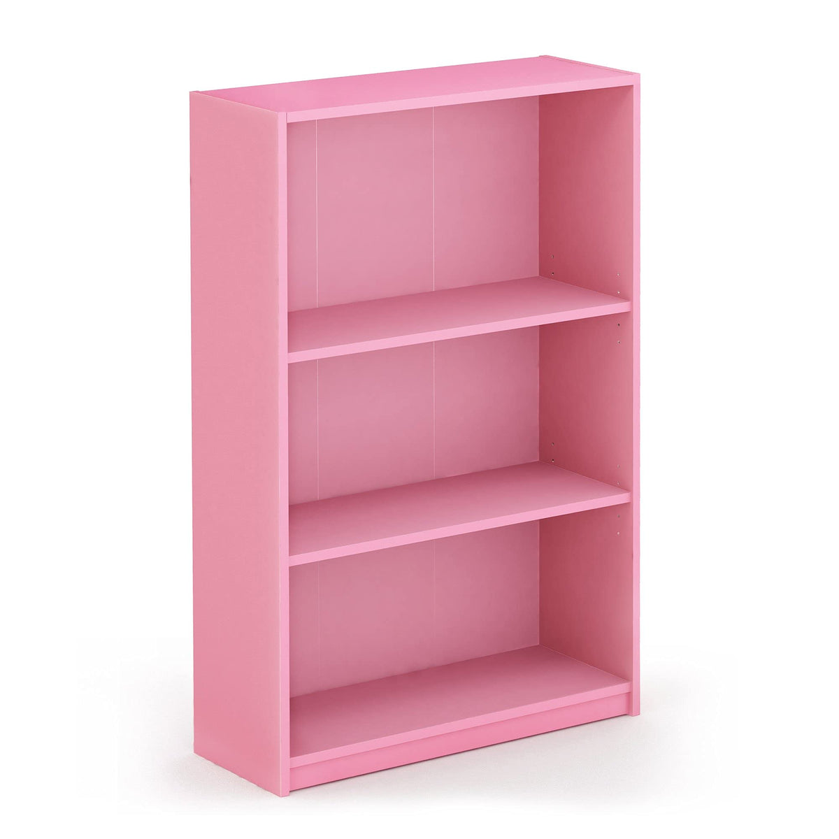 Furinno Jaya Simple Home 3-Tier Adjustable Shelf Bookcase, Pink