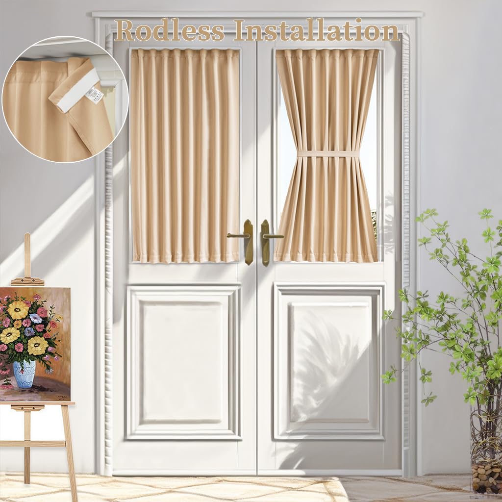 Vatge Door Curtains - Small Windows and French Sliding Doors Curtains for Doorways, 1 Panel, W25 x L40, Beige
