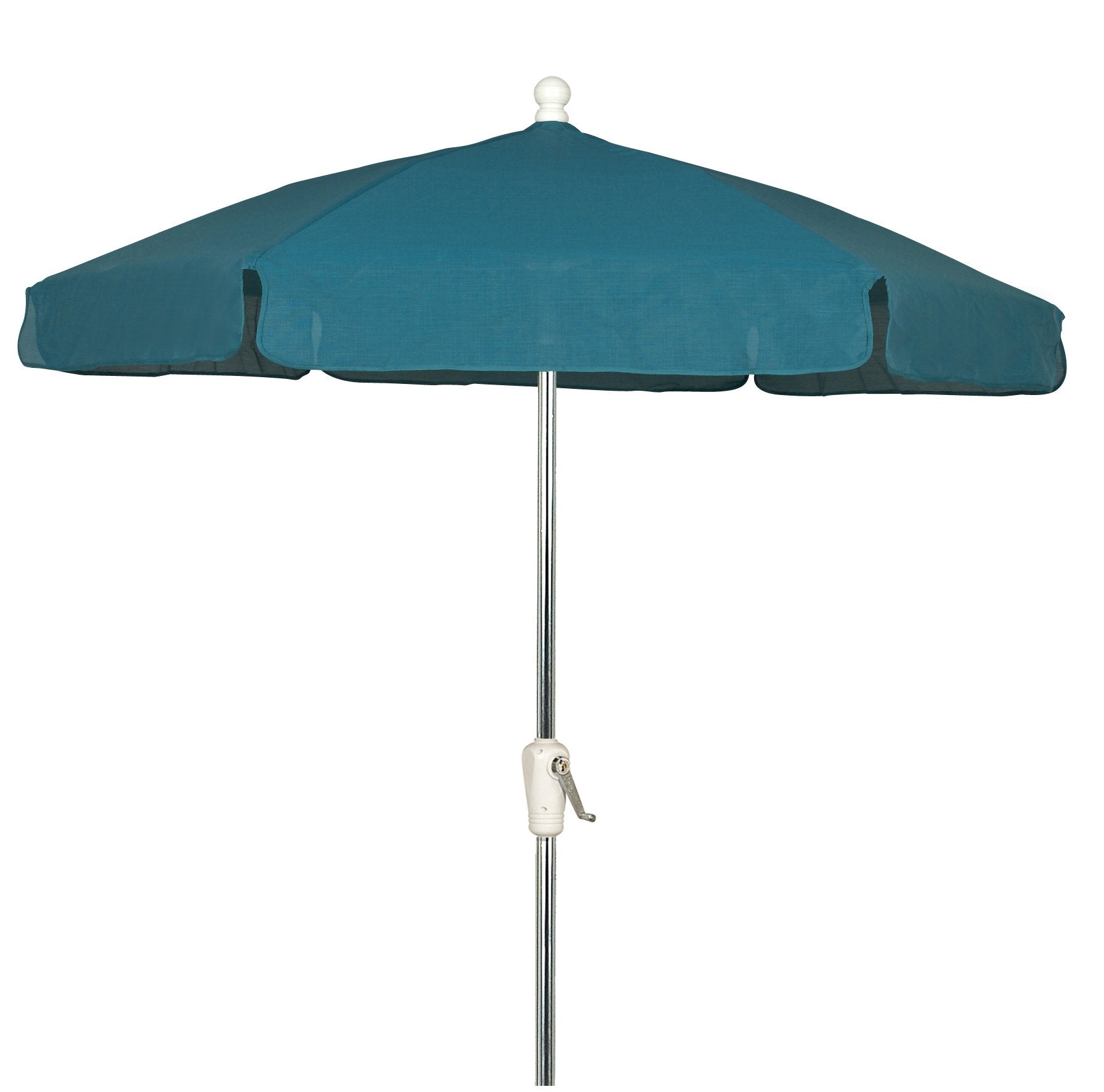 FiberBuilt Umbrellas Garden Umbrella with Push-Button Tilt, 7.5 Foot Teal Canopy and Bright Aluminum Pole