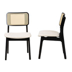 Baxton Studio Dannon Mid-Century Fabric Dining Chair, Cream/Black/Light Brown, 2/Set (234-2P-13296-HT)