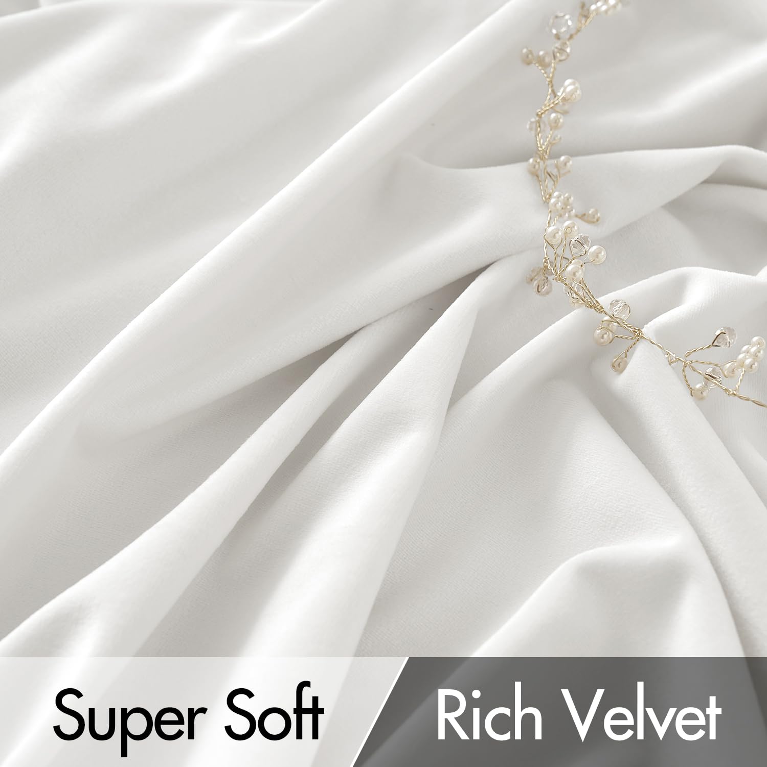 Miulee White Velvet Curtains 84 Inches Long 2 Panels - Luxury Pinch Pleated Room Darkening Window Drapes For Bedroom Living Room