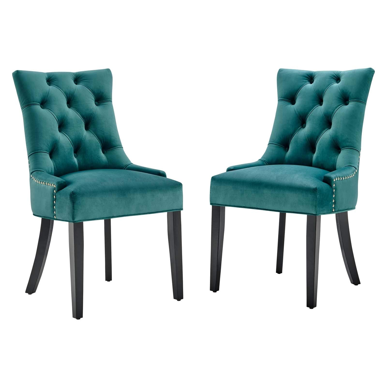 Modway Regent Tufted Performance Velvet Dining Side Chairs - Set Of 2, Teal