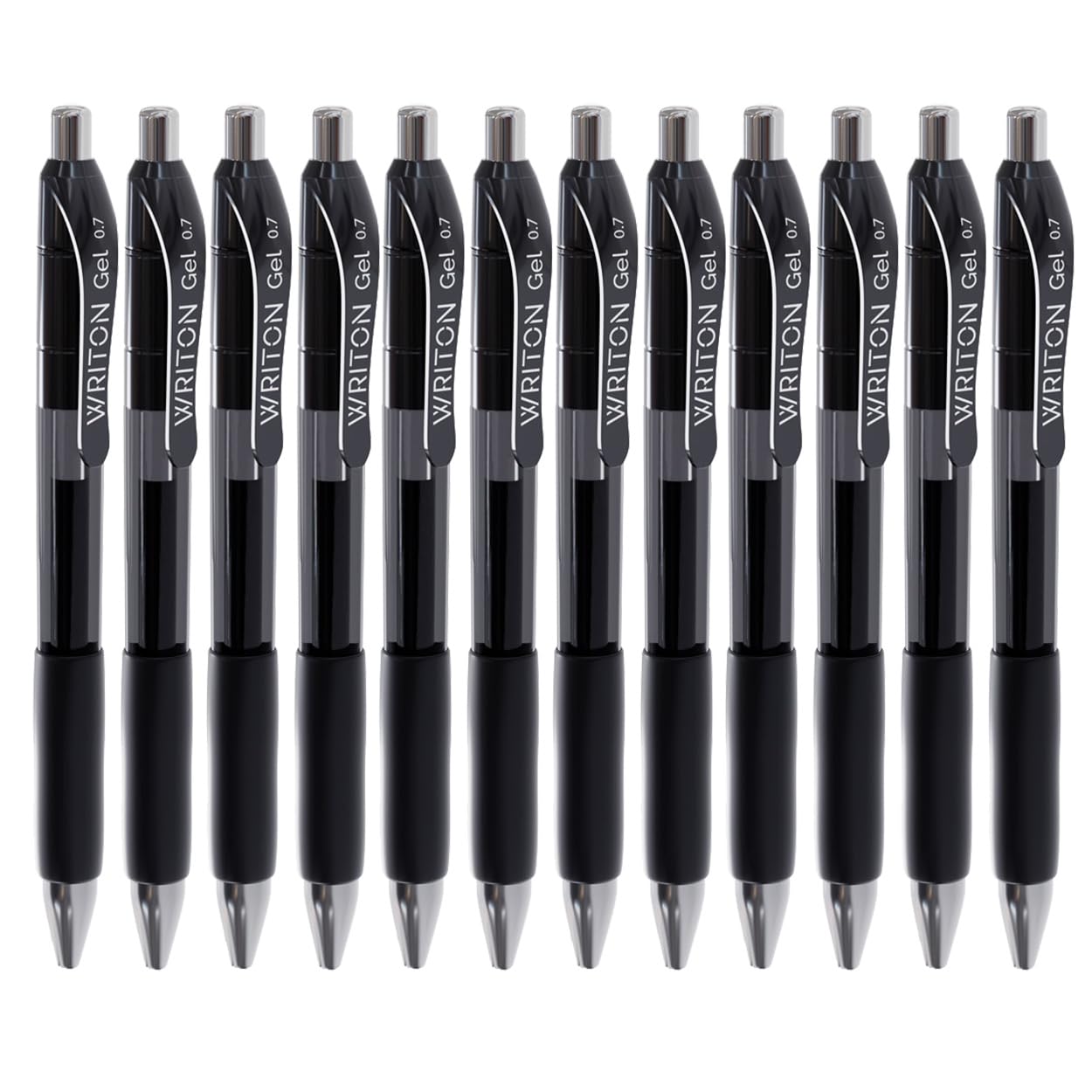 Writon Retractable Gel Pens, Comfort Grip, 0.7Mm Fine Point, Black Ink, 12 Pack