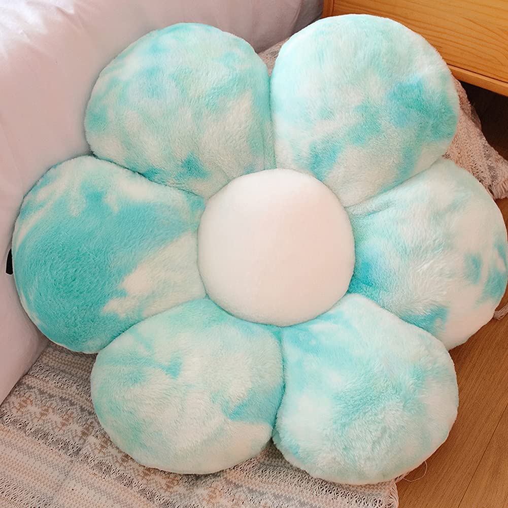 Lannery Flower Plush Throw Pillows, Flower Floor Pillow Seating Cushion Toy For Reading, Room, Watching Tv (19.7', Blue)