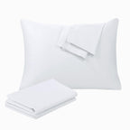 100% Egyptian Cotton Standard Pillow Protectors Set Of 4, 400 Thread Count Sateen Weave White Cooling Pillowcase, Easy Care Zipp