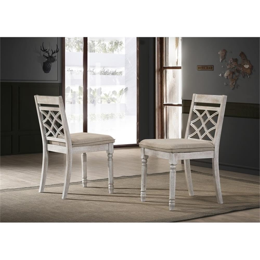 Lilola Home Havanna Set of 2 Off White 19" Wide Contemporary Fabric Chair with Cushion