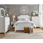 Progressive Furniture Elmhurst King Post Bed Distressed Cotton White