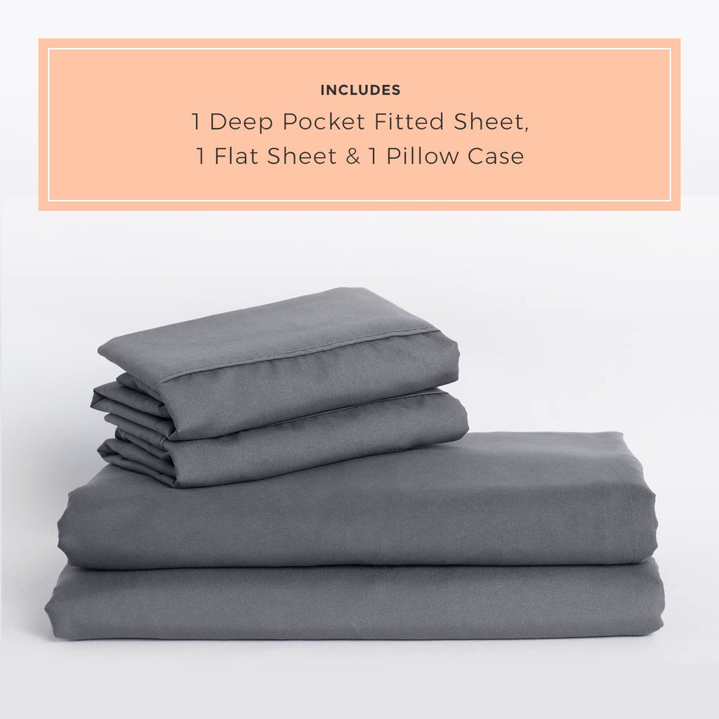 Peachskinsheets Graphite Gray Sheet Set - 1500Tc Level Of Softness - Extra Soft Cooling Sheets For Hot Sleepers And Night Sweats