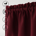 Hiasan Valance Curtains For Kitchen Blackout Thermal Insulated Solid Window Curtain Valance, Burgundy, 42 X 12 Inches, 1 Panel