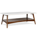 Madison Park Rectangular Wood Coffee Table With Solid Wood Frame & Legs, Living Room Coffee Tables With Storage Shelf, Accent Fu