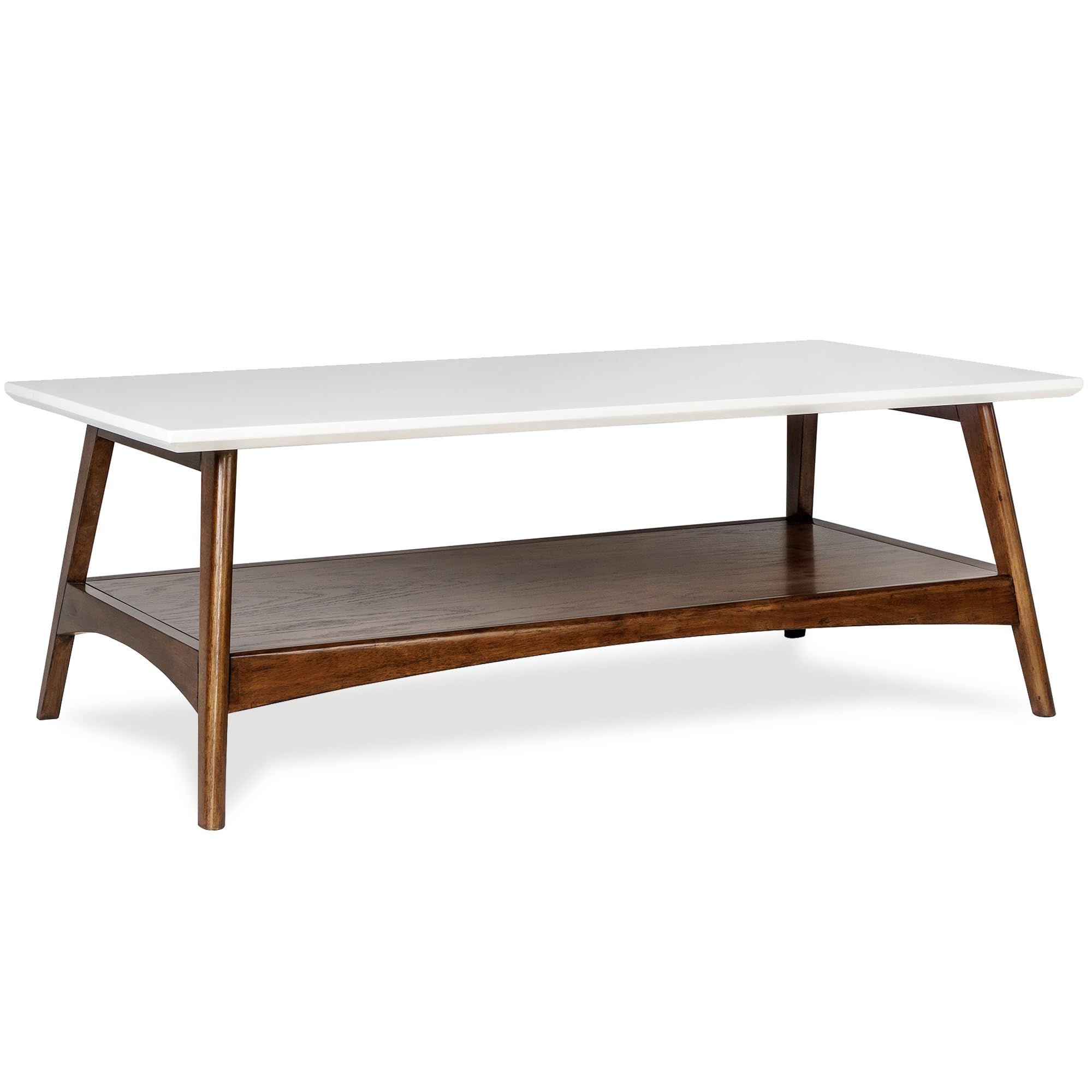 Madison Park Rectangular Wood Coffee Table With Solid Wood Frame & Legs, Living Room Coffee Tables With Storage Shelf, Accent Fu