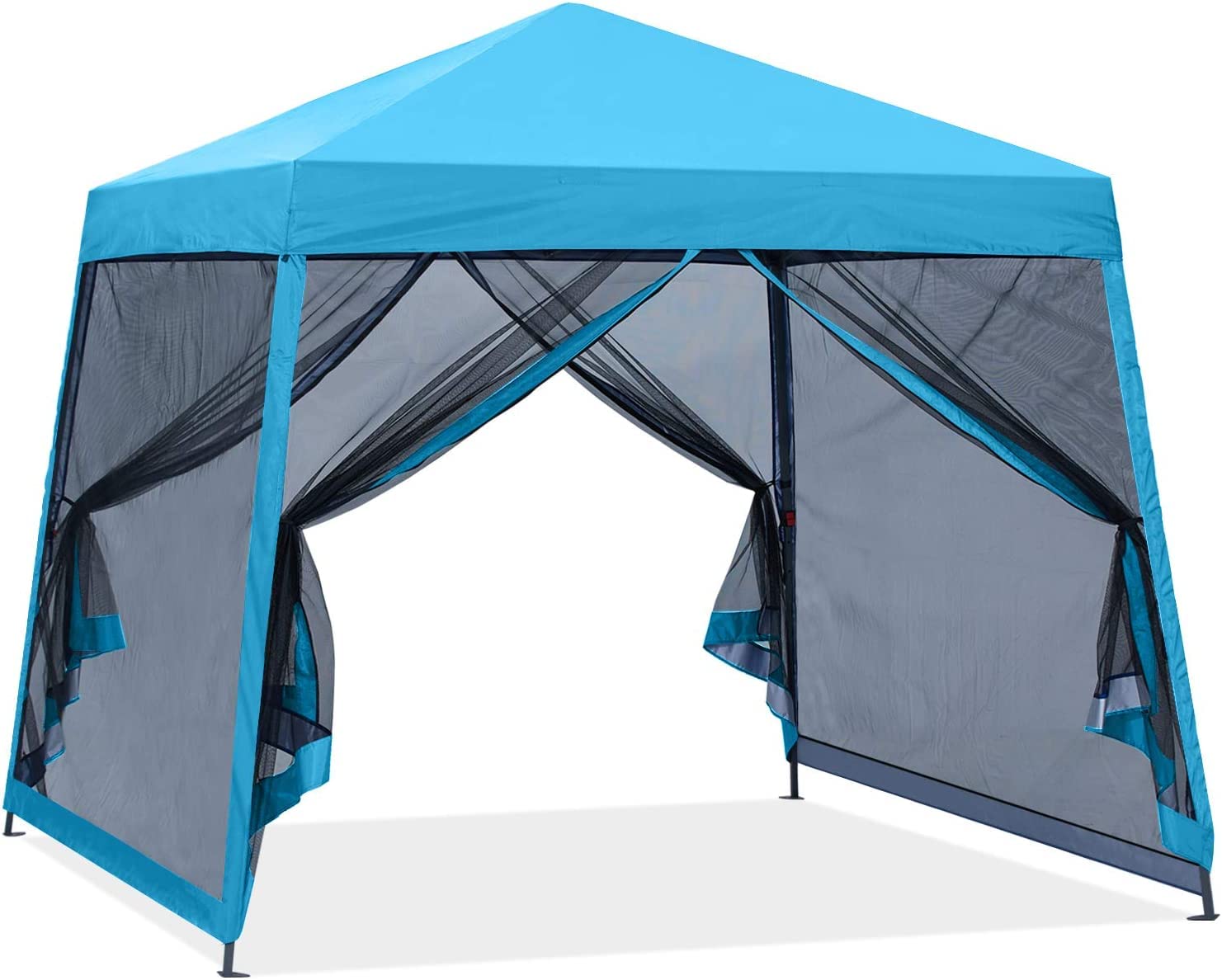 Coos Bay 10X10 Slant Leg Pop Up Canopy Tent W/Mosquito Netting (64 Square Feet Of Shade) One Person Set-Up Outdoor Instant Foldi