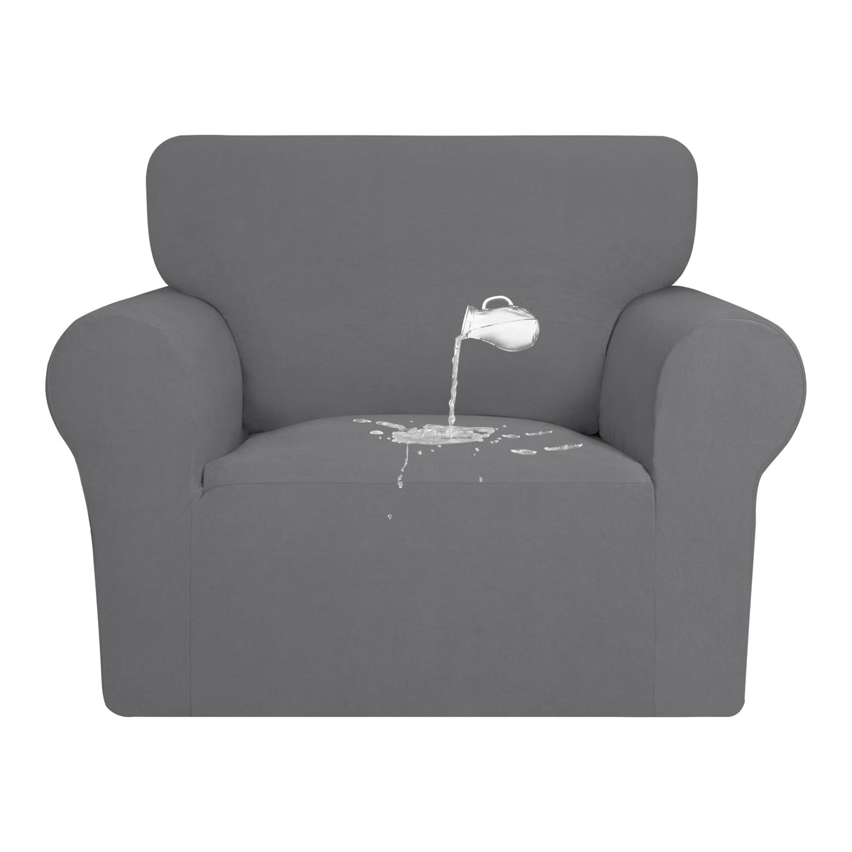 Purefit 100% Dual Waterproof Couch Cover Slipcovers For Couches And Sofas - Stretch Non Slip Fleece Sofa Covers Washable, Leakproof Furniture Protector For Kids, Pets, Dog (Chair, Gray)