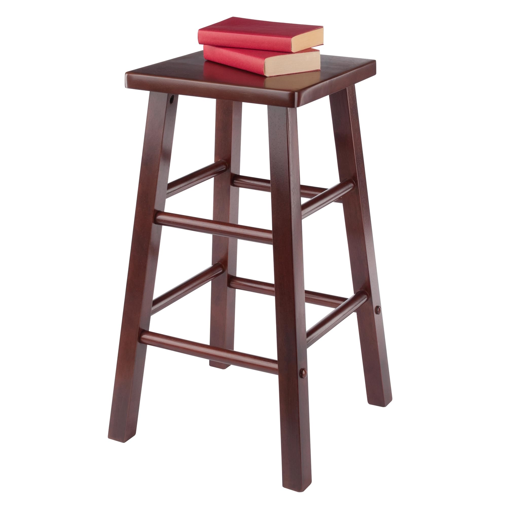 Winsome Carrick Counter Stool, 24In Height, Solid Wood, Walnut Finish