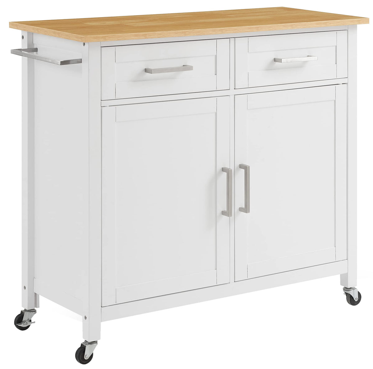 Crosley Furniture Tristan Kitchen Cart With Natural Wood Top, White