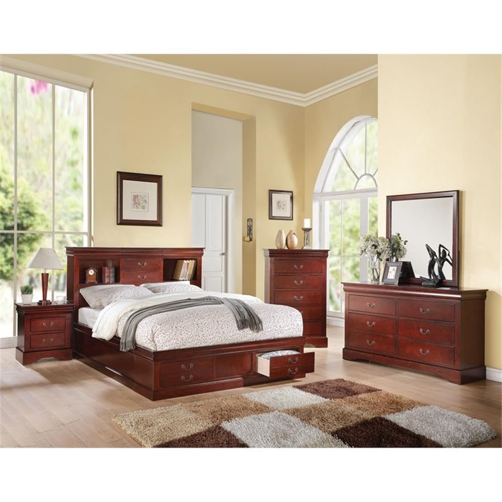Acme Louis Philippe III Queen Bed in Cherry