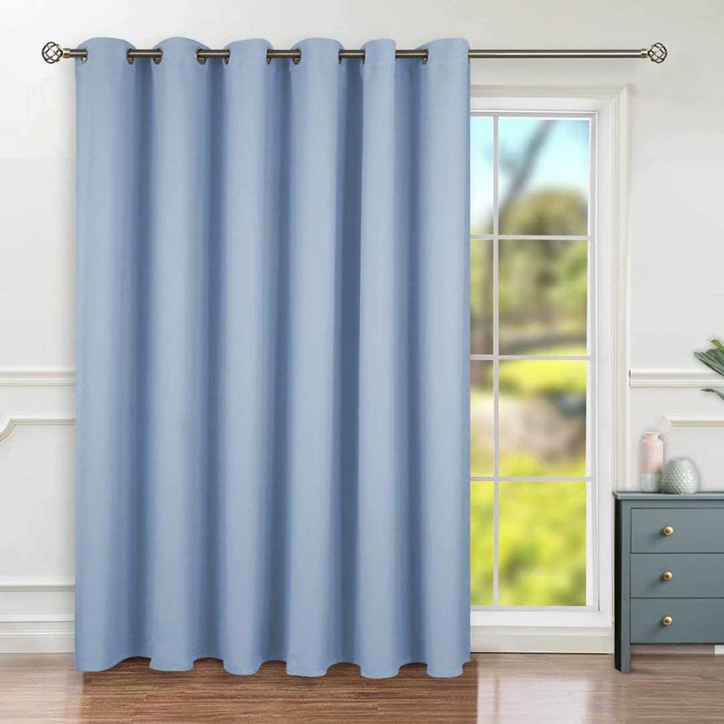Bgment Fashion Sliding Door Curtain 120 X 96 Inches, Wide Thermal Blackout Curtains Room Darkening Room Divider Window Curtain, 1 Panel, Spa Blue, 96 Length X Wide 120