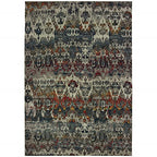 HomeRoots Polypropylene, Polyester 7' x 10' Distressed Grey Blue Machine Woven Indoor Area Rug